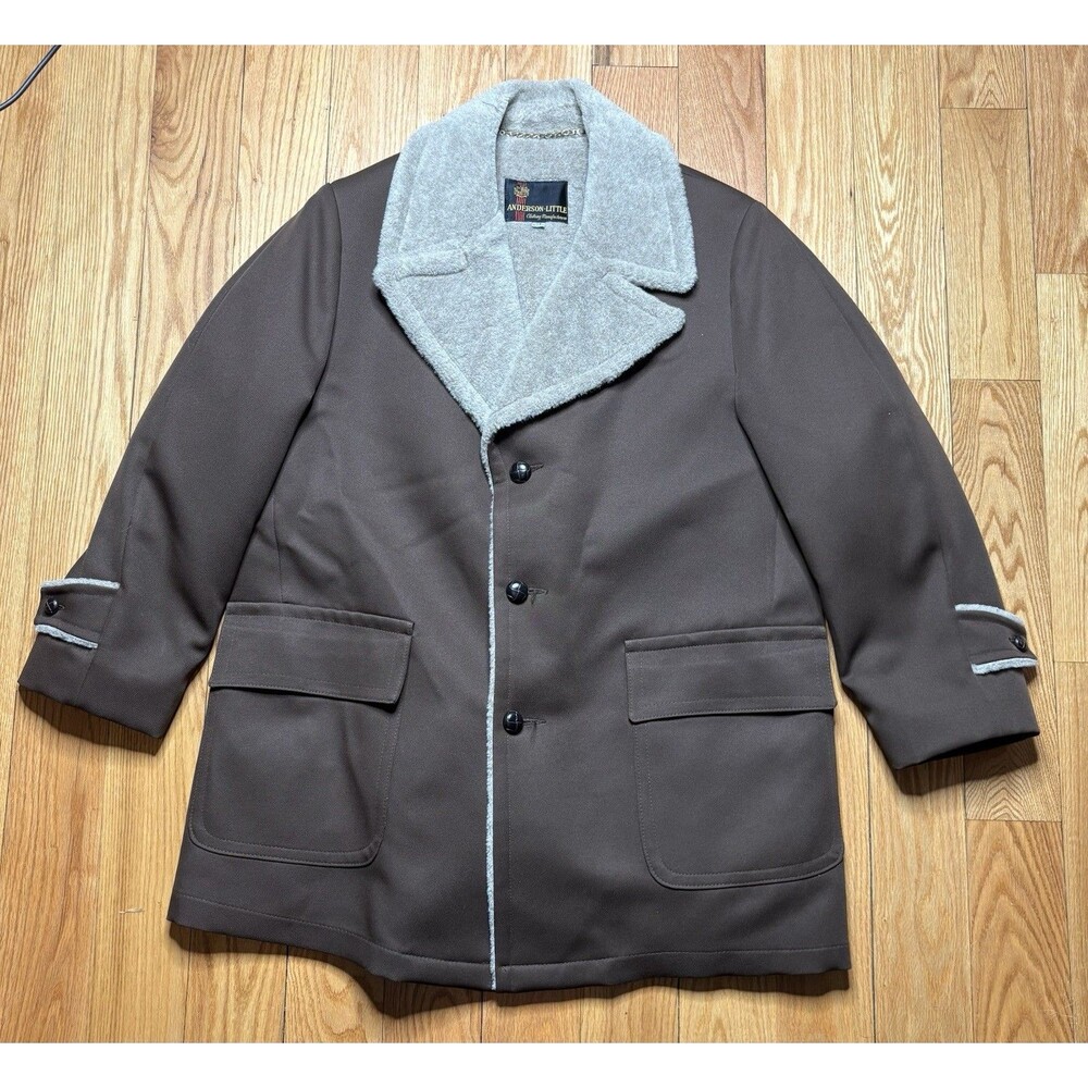 Vintage Anderson Little Outdoor Jacket L 70s Shearling Corduroy Brown Size 44